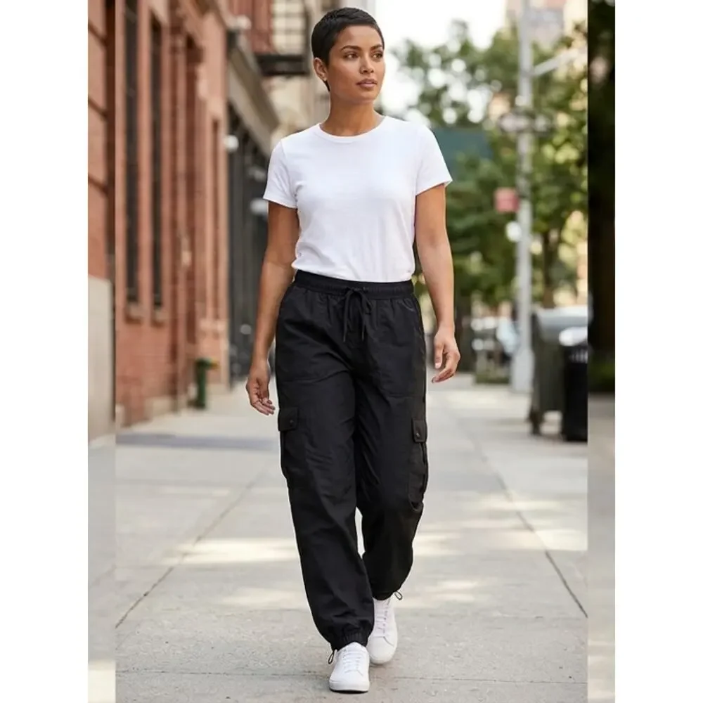 PINK Victoria's Secret Black Relaxed Fit Casual Cargo Pants Women Size XS